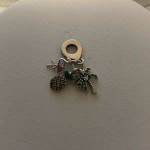 Sterling Silver Bracelet Chram, Charm bracelet, Flamingo, Palm Tree, Pineapple